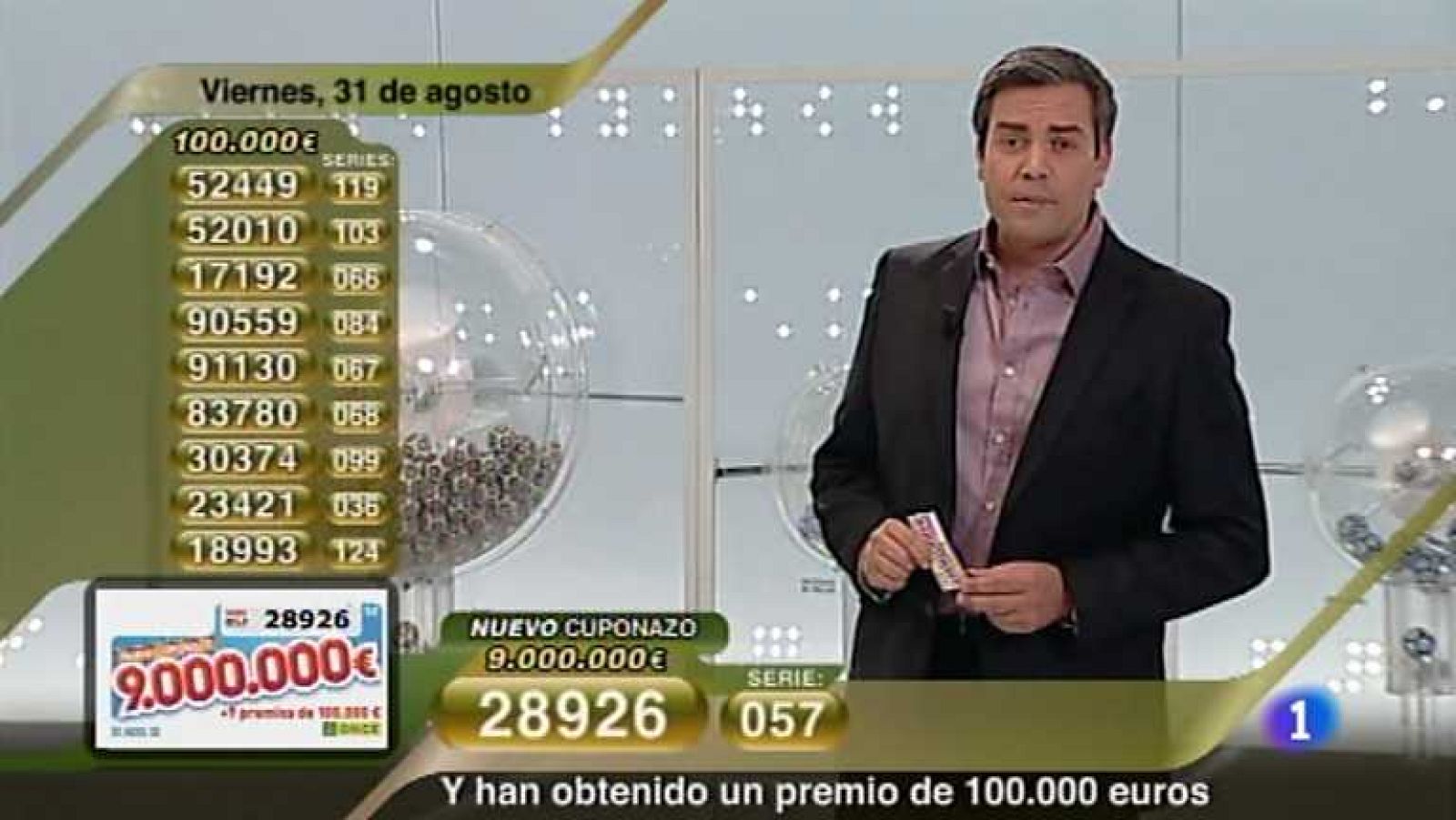 Sorteo ONCE - 31/08/12 - Ver ahora