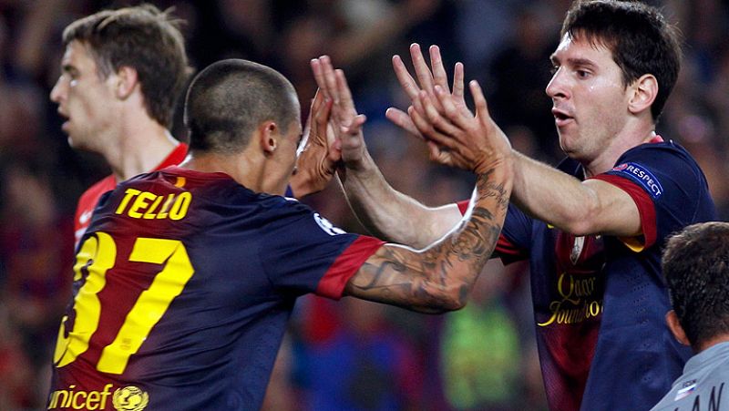 Una jugada escandalosa de Tello inició el empate del Barcelona. El canterano rompió a McGeady y a la defensa del Spartak antes de ceder atrás para el remate a gol de Messi.