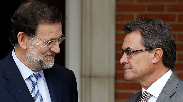 Telediario 1 - Rajoy y Mas muestran mayor distancia y seriedad que en su última reunión