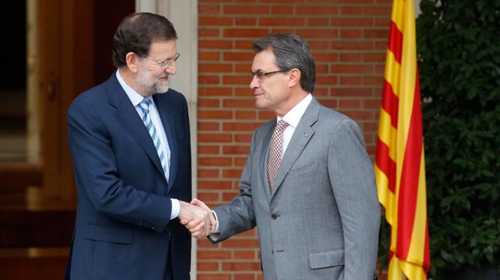 Telediario 1 - Rajoy y Mas muestran mayor distancia y más seriedad que en su última reunión hace siete meses