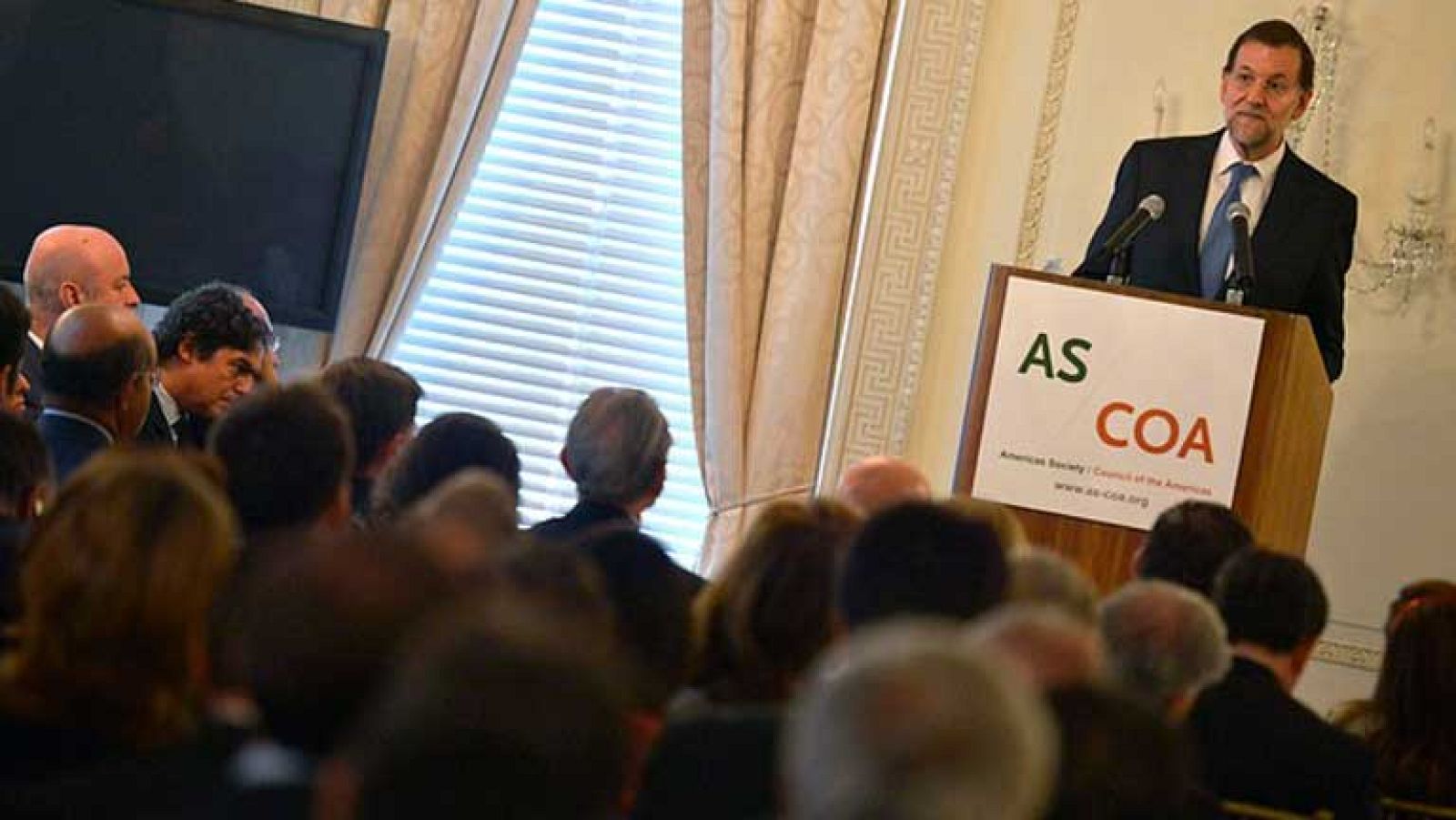 El presidente del Gobierno Mariano Rajoy habla de las protestas y de Cataluña desde Nueva York