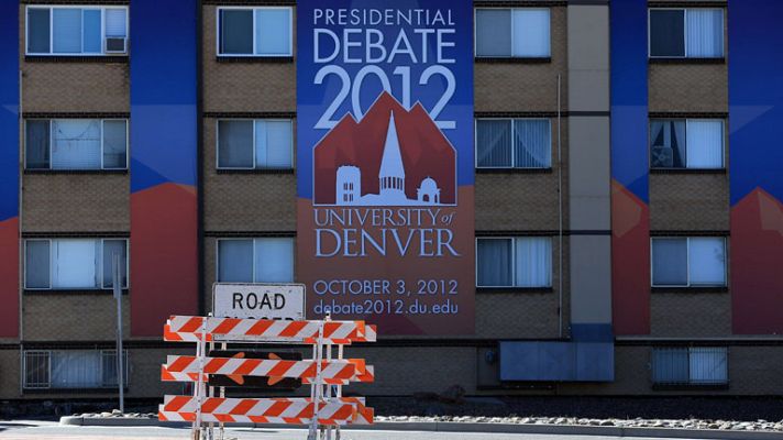 Telediario 1 - Ligera ventaja de Obama sobre Romney en las encuestas antes del primer cara a cara