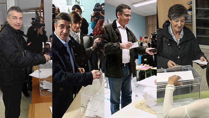 Los candidatos a lehendakari instan a los ciudadanos a acudir a las urnas tras votar en Euskadi
