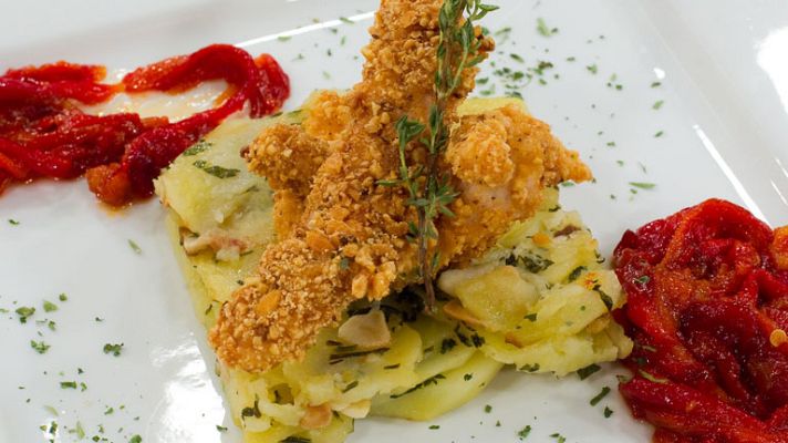 RTVE Cocina - Pollo empanado y pimientos