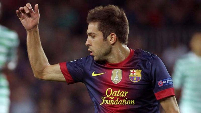 El defensa Jordi Alba ha salvado a su equipo de la derrota en el minuto 94 de juego, con el gol de la victoria (2-1).