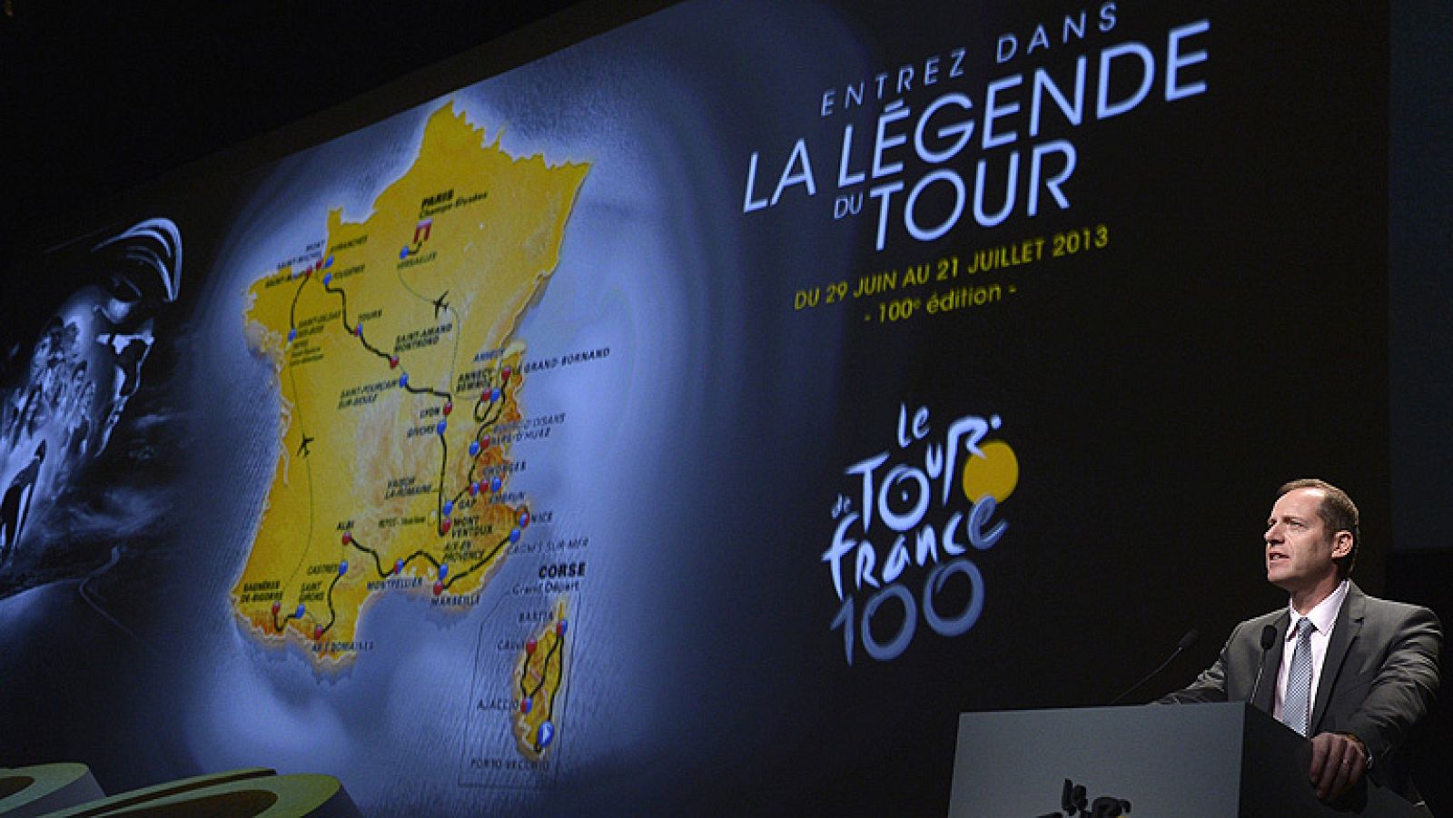 El Tour de Francia de 2013 lo ganará un escalador o un ciclista que se defienda bien en montaña, si atendemos al recorrido presentado hoy por los organizadores que han querido dar una dimensión particular a la centésima edición de la carrera para mir