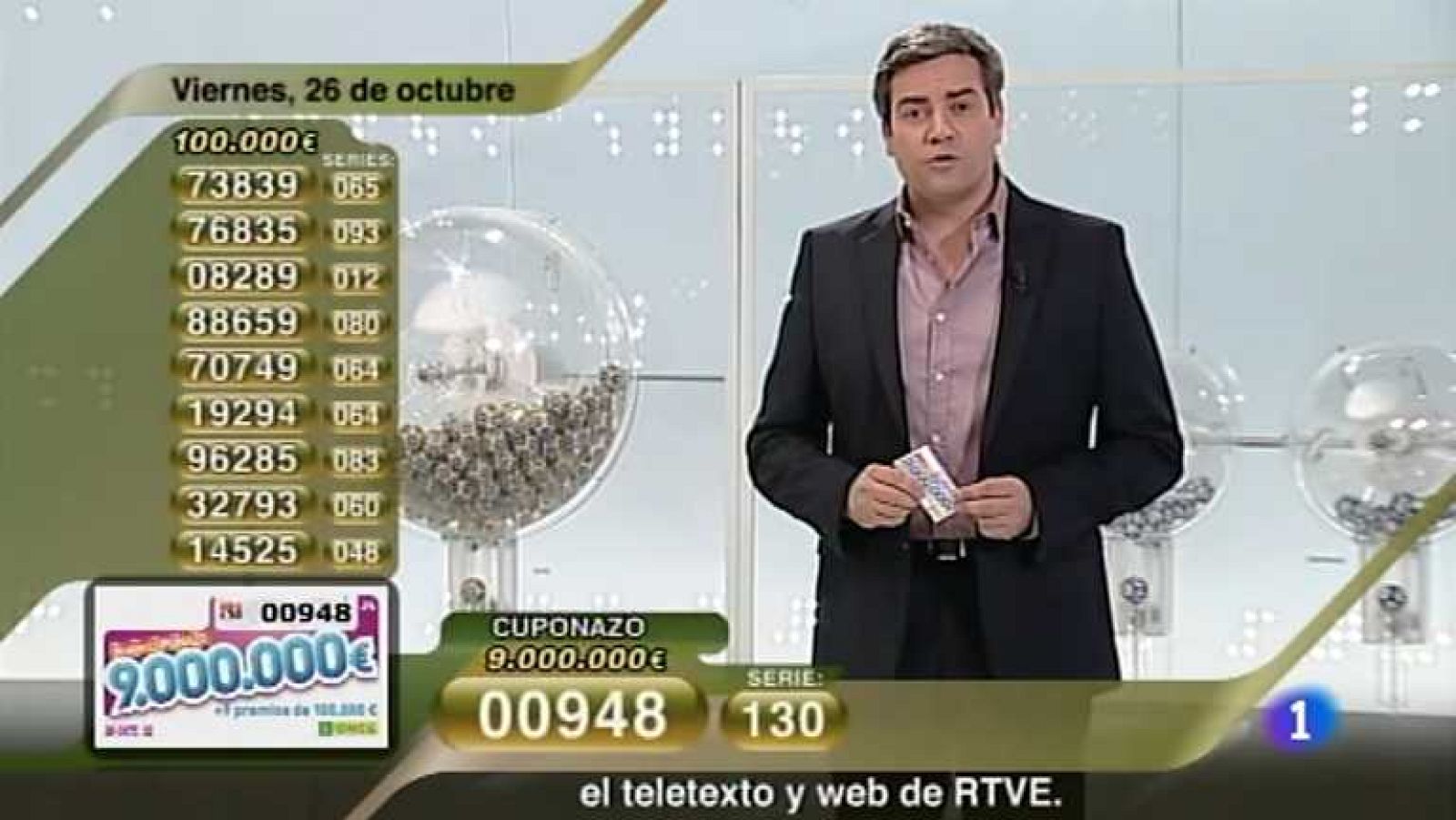 Sorteo ONCE - 26/10/12 - Ver ahora