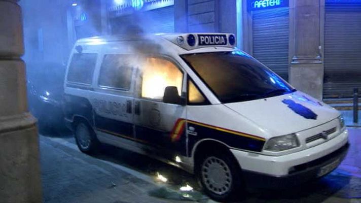 Telediario 1 - Incidentes de la huelga