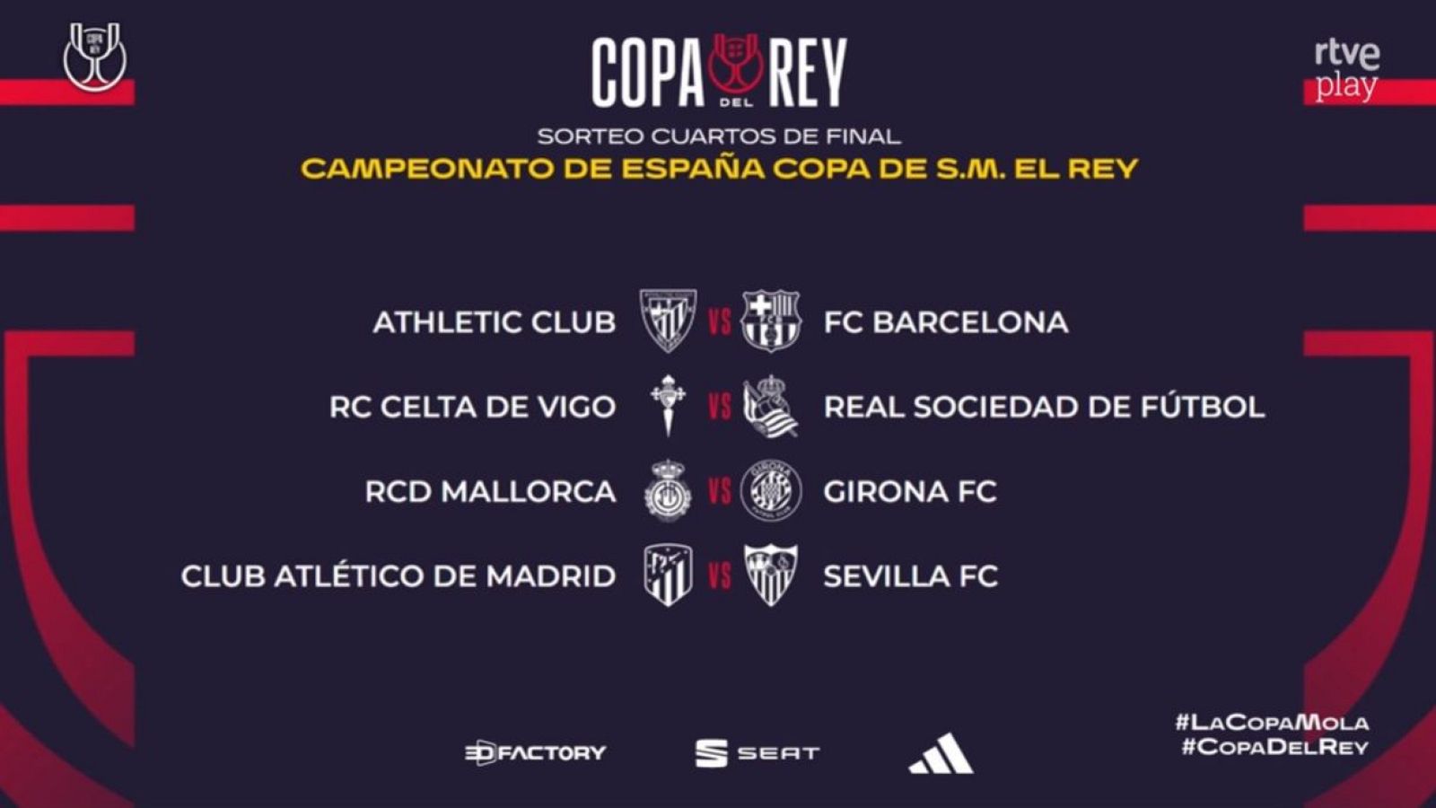 Athletic-Barça y Atlético-Sevilla destacan en Cuartos de Copa - Copa del Rey | Ver