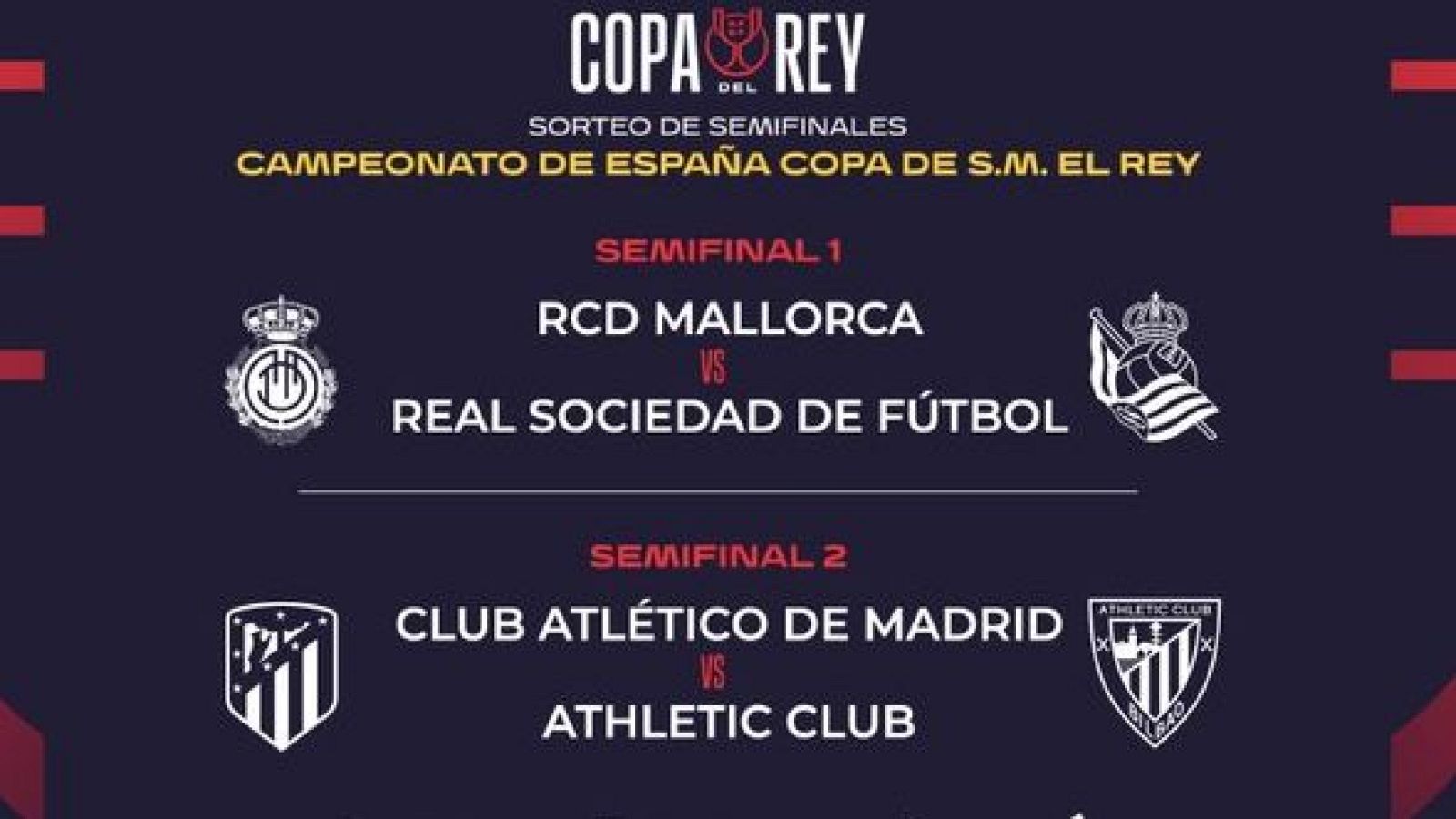 Mallorca-Real Sociedad y Atlético-Athletic, semifinales de Copa - Fútbol | Ver