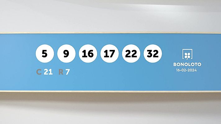 SELAE - Sorteo de la Lotería Bonoloto del 16/02/2024
