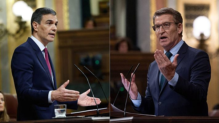 Telediario 1 - Sánchez pide a Feijóo en el Congreso que aclare su postura sobre la amnistía y el 'popular' le echa en cara los resultados del 18F