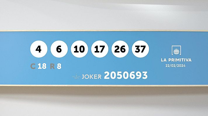 SELAE - Sorteo de la Lotería Primitiva y Joker del 22/02/2024