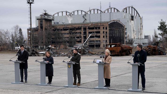 Telediario Fin de Semana - La presidenta de la CE y los primeros ministros de Canadá, Italia y Bélgica viajan a Kiev para mostrar su apoyo a Zelenski