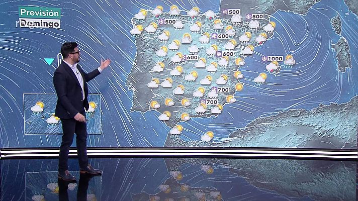 El tiempo - Acumulaciones significativas de nieve en áreas de montaña de la mitad norte y en áreas próximas. Intervalos de viento fuerte con rachas muy fuertes en Canarias
