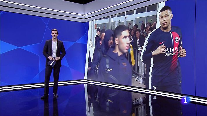 Telediario 1 - Mbappe ya se está en España para jugar la vuelta del partido de Champions contra la Real Sociedad