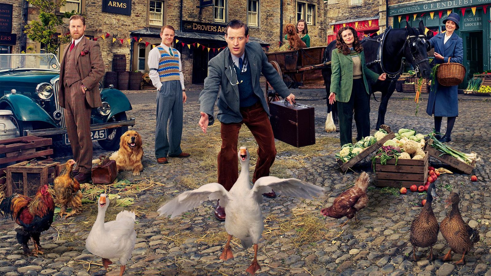 La serie británica narra el día a día de James Herriot, un novato veterinario. Sus dos primeras temporadas están disponibles en RTVE Play.