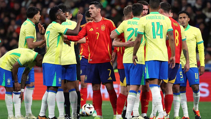 Entradas duras, tnganas y pitos a Morata: el Espaa - Brasil nunca es un amistoso