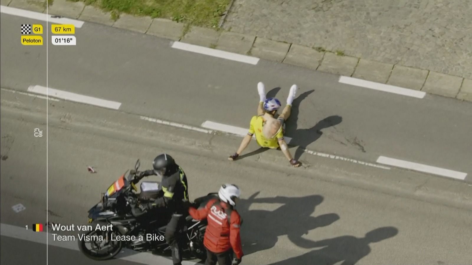 Dura caída de Van Aert en la clásica A Través de Flandes - Ciclismo | Ver