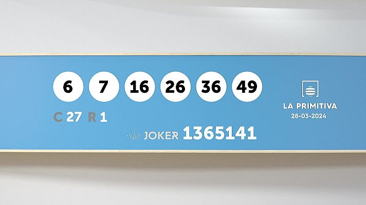 SELAE - Sorteo de la Lotería Primitiva y Joker del 28/03/2024
