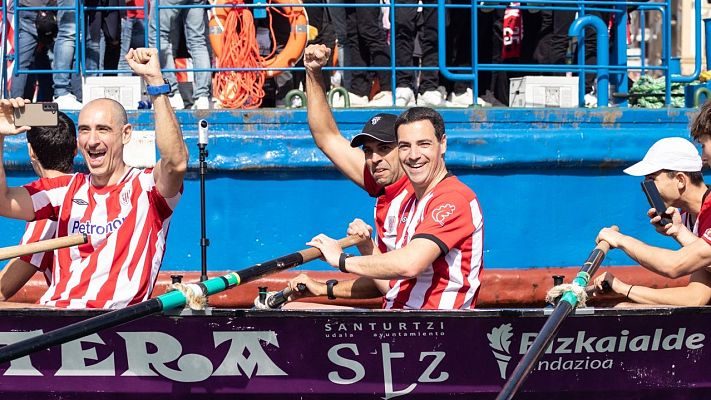 Telediario 2 - La gabarra del Athletic se cuela en la campaña electoral vasca