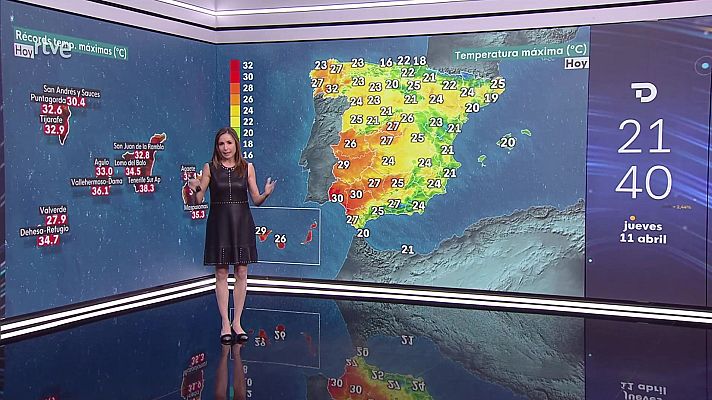 El tiempo - Aumento notable de las temperaturas en zonas del cuadrante noroeste peninsular, Pirineos y, donde alcanzarán valores significativamente altos, en Canarias.