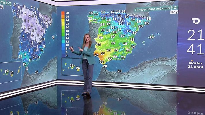 El tiempo - Heladas débiles en zonas llanas de ambas mesetas.