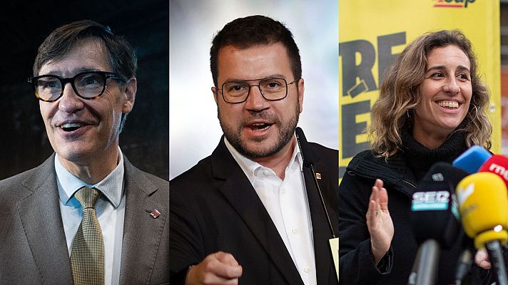 Telediario 1 - Illa pide aglutinar el voto en el PSC y Aragonès carga contra Sánchez: "Se da cuenta de que llueve solo cuando se moja él"