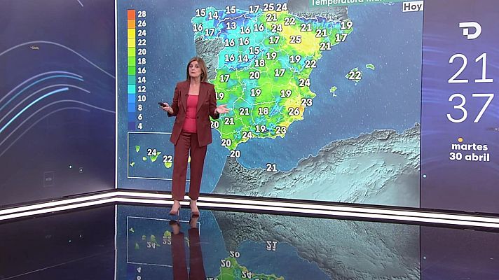 El tiempo - Las temperaturas máximas descenderán en el tercio occidental peninsular