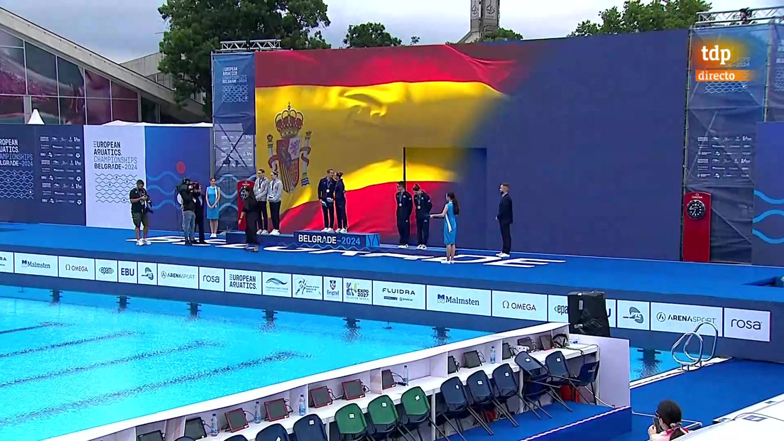 Natación artística - Campeonato de Europa.  Entrega medallas dúo libre mixto - ver ahora