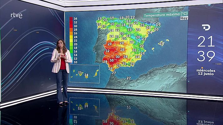 El tiempo - Descensos de las temperaturas máximas en el Pirineo, Baleares y meseta norte