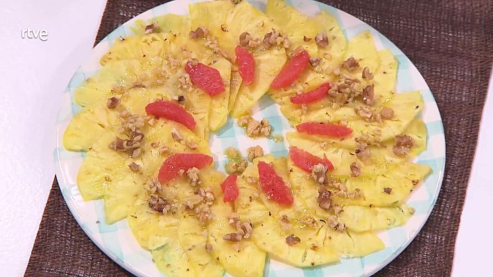 Saber vivir - Receta de carpaccio de piña y pomelo