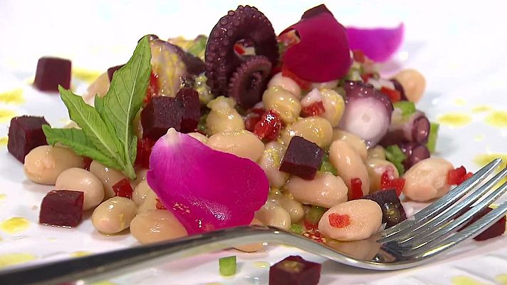 Saber vivir - Receta de ensalada de potxas, remolacha y pulpo