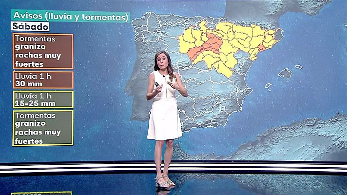 El tiempo - Temperaturas elevadas en el medio Ebro y depresiones del nordeste. Descenso notable de las máximas en zonas del centro peninsular.