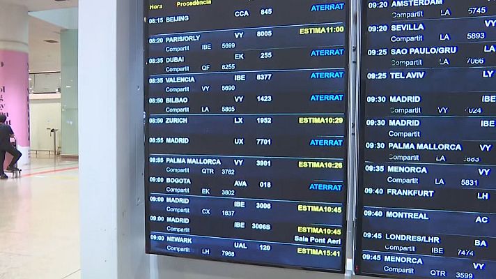 L'Informatiu - Desenes de retards i sis cancel·lacions a l'Aeroport del Prat per la tempesta