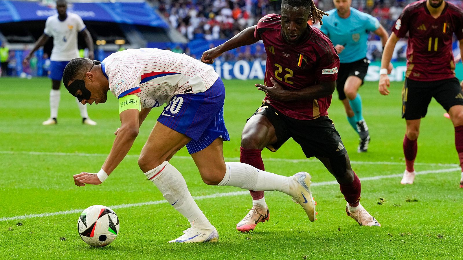 Eslalon a base insistencia de Mbappé para crear una ocasión en el Francia - Bélgica de la Eurocopa