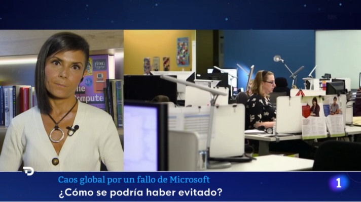 Telediario 2 - Esther Paniagua, experta en ciberseguridad, explica qué ha pasado para llegar a un fallo informático global