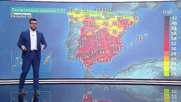 El tiempo - Descenso casi generalizado de las temperaturas, notable en el tercio nordeste y Mallorca, aunque mantendrán valores altos en Albacete y Málaga.