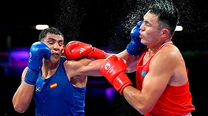 Boxeo JJOO París 2024 - < 90 kg (M): K. Kunkabayev (KAZ) vs. A. Ghadfa (ESP)