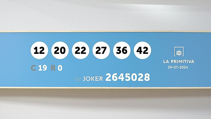 SELAE - Sorteo de la Lotería Primitiva y Joker del 29/07/2024