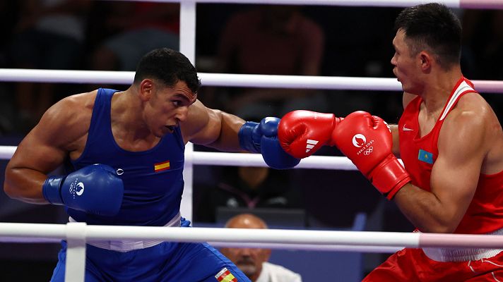 Boxeo JJOO París 2024 - Boxeo +92 kg (M): El español Ayoub Ghadfa vence a Kunkabayev y pasa a cuartos de final