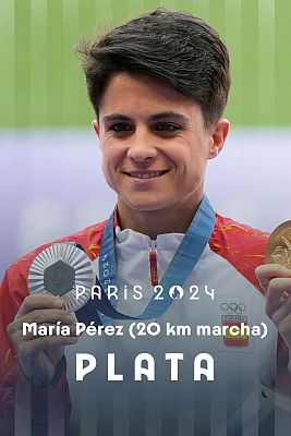 Atletismo JJOO París 2024 - María Pérez recoge su medalla de plata en 20 km marcha en París 2024