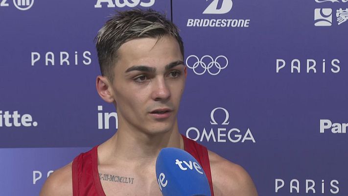 Boxeo JJOO París 2024 - Rafa Lozano Jr, a RTVE: "El rival cuando no quiere boxear se dedica a correr y hacer tonterías"