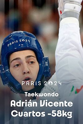Taekwondo JJOO París 2024 - Cuartos.  -58kg (M): A. Vicente (ESP) vs. G. Magomedov (AZE)