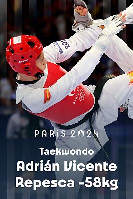 Taekwondo JJOO París 2024 - Repesca. -58kg (M): A. Vicente (ESP) vs. J. Wooley (IRL)
