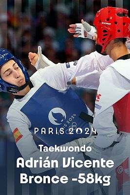 Taekwondo JJOO París 2024 - Bronce. -58kg (M): A. Vicente (ESP) vs. Mk. Jendoubi (TUN)