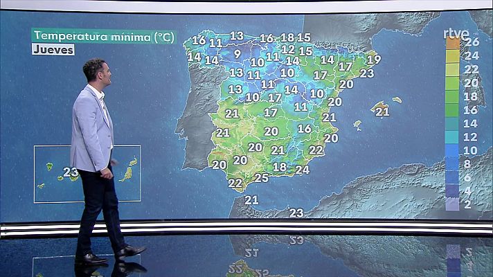 El tiempo - Descenso casi generalizado de las temperaturas, siendo notable el de las máximas en la Ibérica y pirineos