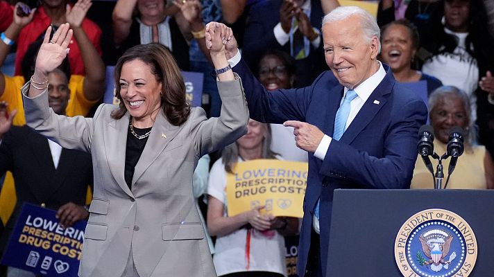 Telediario 2 - Harris y Biden realizan el primer acto juntos tras el relevo en la carrera electoral