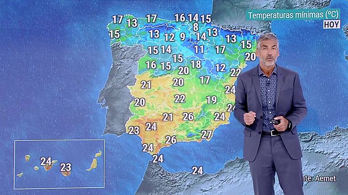 El tiempo - Temperaturas elevadas en el suroeste y centro peninsular y Canarias