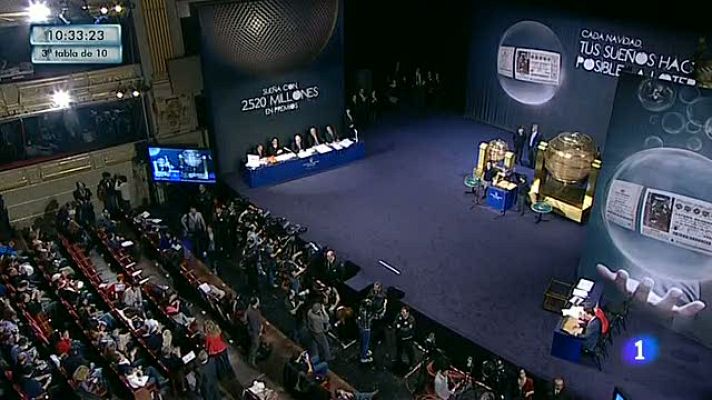 Lotería de Navidad - Protestas en favor de la Sanidad Pública durante el sorteo de la Lotería de Navidad